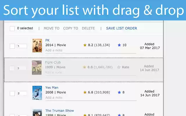 IMDb Sort List  from Chrome web store to be run with OffiDocs Chromium online