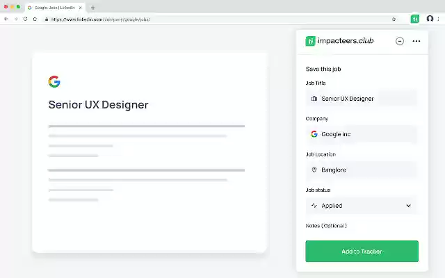 impacteers.club Job Tracker  from Chrome web store to be run with OffiDocs Chromium online
