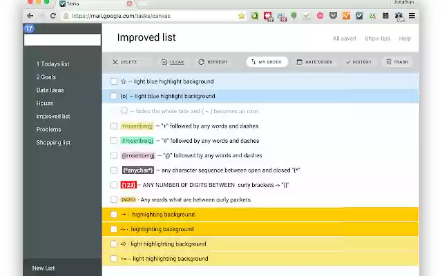 Improvements for Google Tasks™  from Chrome web store to be run with OffiDocs Chromium online