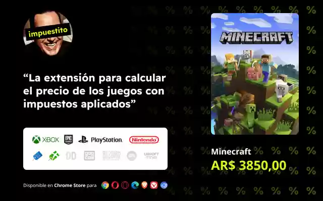 Impuestito: precio real juegos en Argentina  from Chrome web store to be run with OffiDocs Chromium online