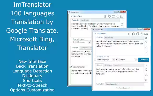 ImTranslator: Translator, Dictionary, TTS  from Chrome web store to be run with OffiDocs Chromium online