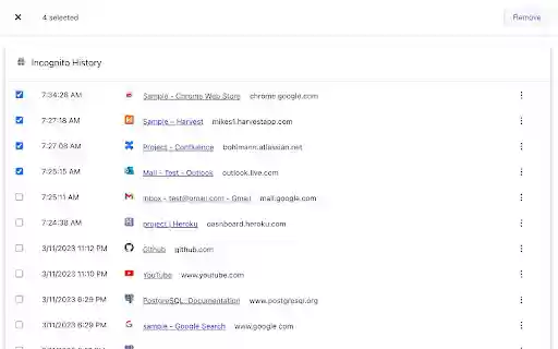 Incognito History  from Chrome web store to be run with OffiDocs Chromium online