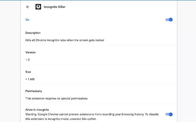 Incognito Killer  from Chrome web store to be run with OffiDocs Chromium online