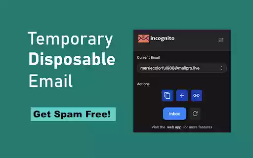 Incognito Mail Disposable temporary email addresses  from Chrome web store to be run with OffiDocs Chromium online