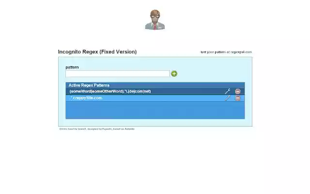 Incognito Regex (Fixed Version)  from Chrome web store to be run with OffiDocs Chromium online