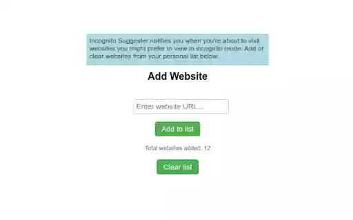 Incognito suggester  from Chrome web store to be run with OffiDocs Chromium online