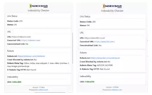 Indexsor Indexability Checker  from Chrome web store to be run with OffiDocs Chromium online