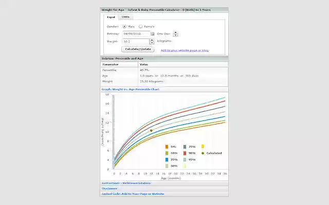 Infant Growth Chart Calculators  from Chrome web store to be run with OffiDocs Chromium online