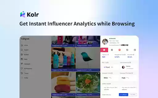 Influencer Analytics by Kolr  from Chrome web store to be run with OffiDocs Chromium online