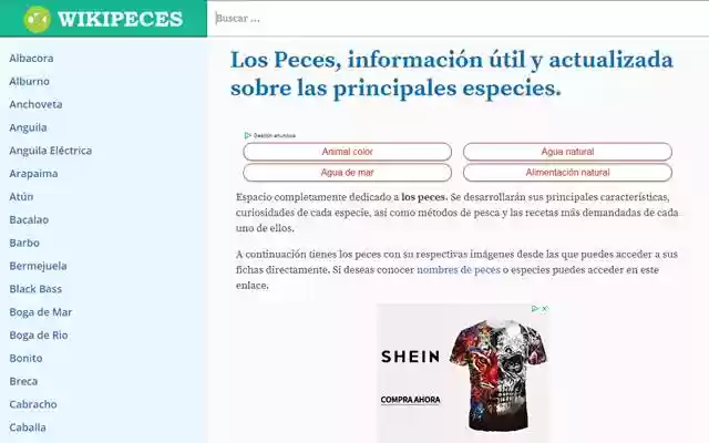 Información Sobre los Peces from Chrome web store to be run with OffiDocs Chromium online Información Sobre los Peces from Chrome web store to be run with OffiDocs Chromium online