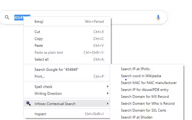 Infosec Contextual Search  from Chrome web store to be run with OffiDocs Chromium online