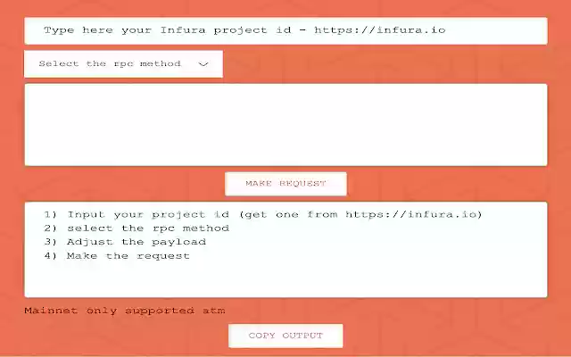 Infura RPC Client from Chrome web store to be run with OffiDocs Chromium online Infura RPC Client from Chrome web store to be run with OffiDocs Chromium online
