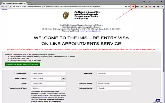 INIS REENTRY VISA  from Chrome web store to be run with OffiDocs Chromium online