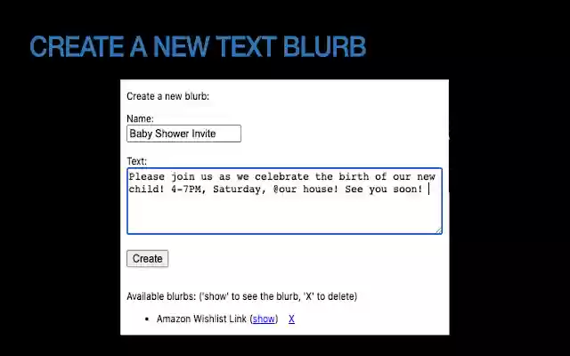 Insert Blurb from Chrome web store to be run with OffiDocs Chromium online Insert Blurb from Chrome web store to be run with OffiDocs Chromium online