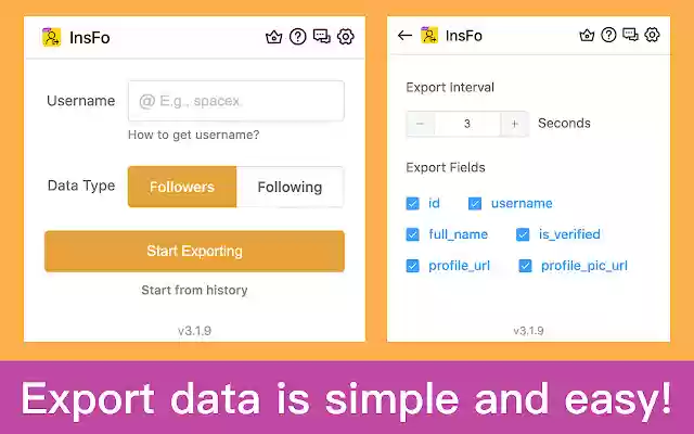 InsFo Follower Export tool  from Chrome web store to be run with OffiDocs Chromium online