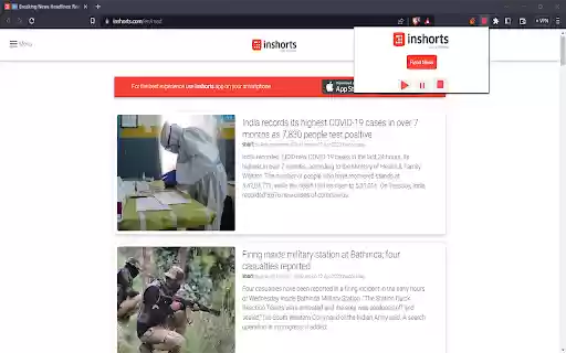 Inshorts News Reader (Unofficial) from Chrome web store to be run with OffiDocs Chromium online Inshorts News Reader (Unofficial) from Chrome web store to be run with OffiDocs Chromium online