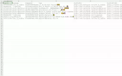 Instagram Comments Scraper Export CSV  from Chrome web store to be run with OffiDocs Chromium online