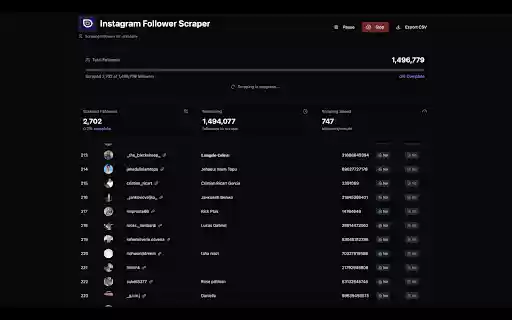 Instagram Follower Scraper  from Chrome web store to be run with OffiDocs Chromium online