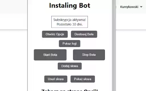 Instaling Bot  from Chrome web store to be run with OffiDocs Chromium online
