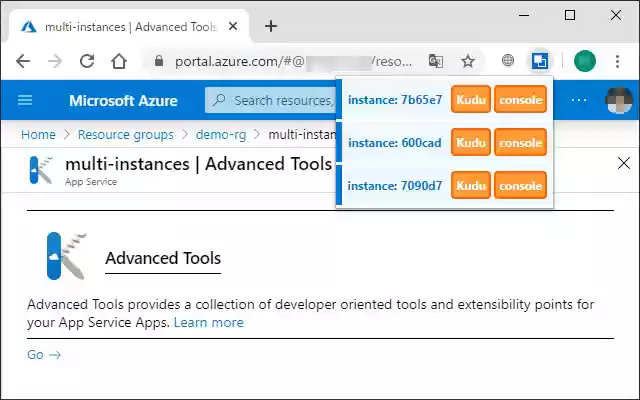 Instance selector for Azure App Service Kudu from Chrome web store to be run with OffiDocs Chromium online Instance selector for Azure App Service Kudu from Chrome web store to be run with OffiDocs Chromium online