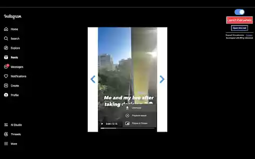 InstaReel everywhere  from Chrome web store to be run with OffiDocs Chromium online