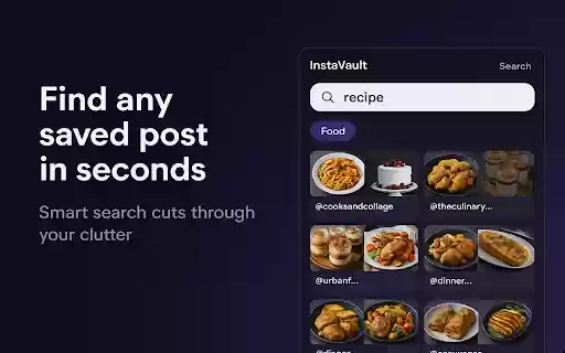Instavault: Smart Instagram Save Organizer  Content Manager  from Chrome web store to be run with OffiDocs Chromium online