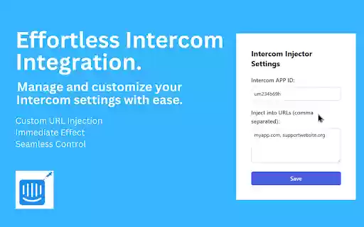 Intercom Injector  from Chrome web store to be run with OffiDocs Chromium online