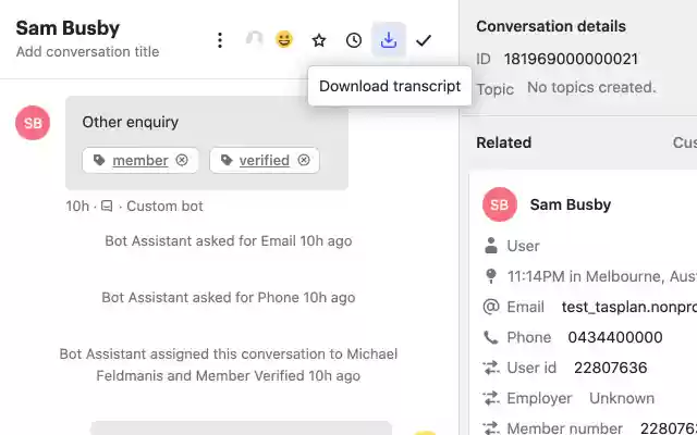 Intercom transcript  from Chrome web store to be run with OffiDocs Chromium online