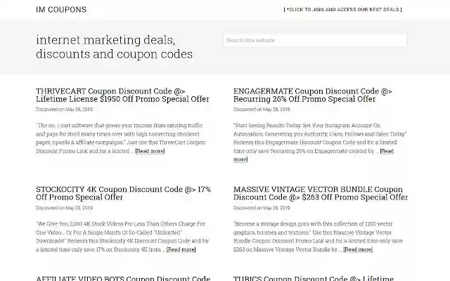 Internet Marketing Deals and Discount Coupons  from Chrome web store to be run with OffiDocs Chromium online