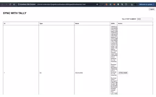 InveeSync Tally Connect  from Chrome web store to be run with OffiDocs Chromium online