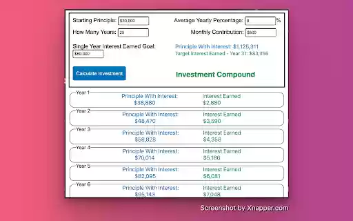 Investment Compound  from Chrome web store to be run with OffiDocs Chromium online