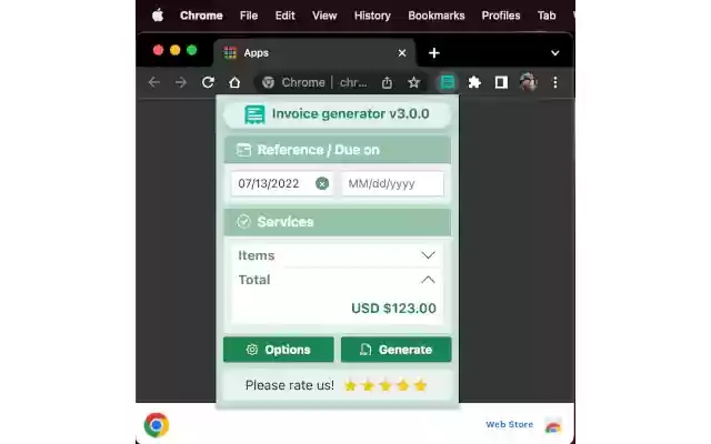 Invoice Generator  from Chrome web store to be run with OffiDocs Chromium online