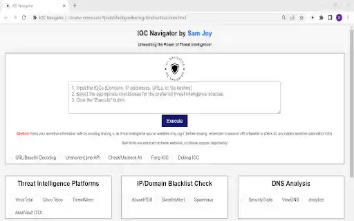 IOC Navigator  from Chrome web store to be run with OffiDocs Chromium online