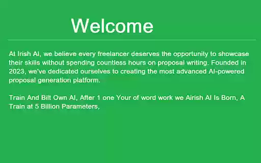 Irish AI Proposal writer Your Fast Mover Proposal Buddy from Chrome web store to be run with OffiDocs Chromium online Irish AI Proposal writer Your Fast Mover Proposal Buddy from Chrome web store to be run with OffiDocs Chromium online