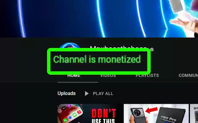 Is YouTube Channel Monetized?  from Chrome web store to be run with OffiDocs Chromium online