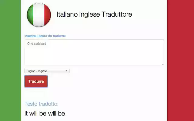 Italiano Inglese Traduttore  from Chrome web store to be run with OffiDocs Chromium online