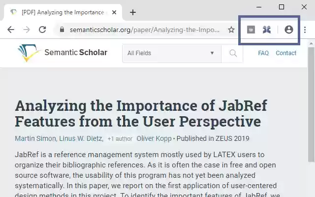 JabRef Browser Extension  from Chrome web store to be run with OffiDocs Chromium online