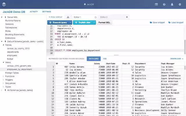 JackDB SQL Database Client  from Chrome web store to be run with OffiDocs Chromium online