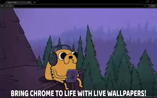 Jake Listening To Music In The Rain Adventure Time Live Wallpaper  from Chrome web store to be run with OffiDocs Chromium online