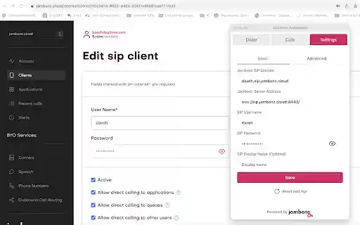 jambonz webrtc phone  from Chrome web store to be run with OffiDocs Chromium online