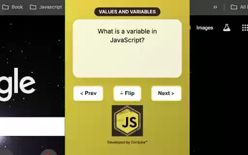 JavaScript Flashcards  from Chrome web store to be run with OffiDocs Chromium online