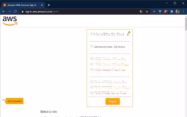 JDE AWS SAML Loginin Chrome with by OffiDocs for