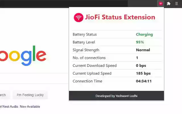 JioFi Status Extension  from Chrome web store to be run with OffiDocs Chromium online