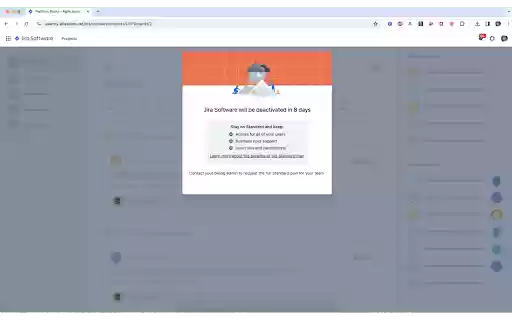 Jira Deactivation Banner Remover from Chrome web store to be run with OffiDocs Chromium online Jira Deactivation Banner Remover from Chrome web store to be run with OffiDocs Chromium online