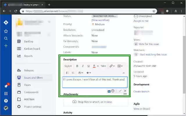 Jira escape stop from Chrome web store to be run with OffiDocs Chromium online Jira escape stop from Chrome web store to be run with OffiDocs Chromium online