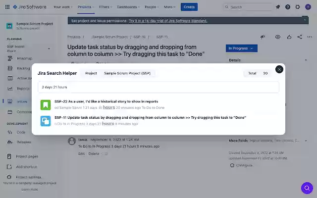 Jira Search Helper  from Chrome web store to be run with OffiDocs Chromium online