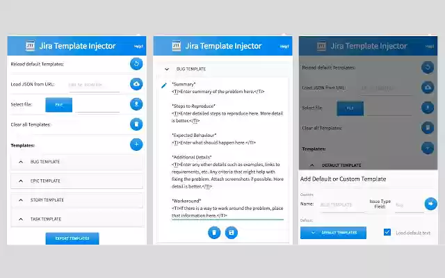 JIRA Template Injector (Autosync Templates) from Chrome web store to be run with OffiDocs Chromium online JIRA Template Injector (Autosync Templates) from Chrome web store to be run with OffiDocs Chromium online