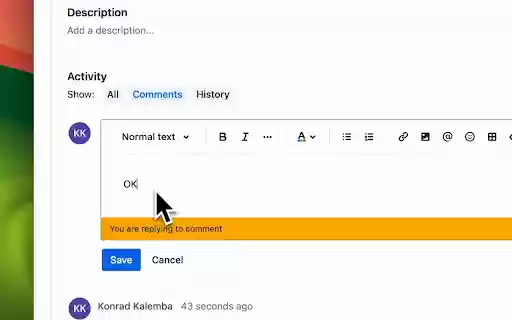 Comentarios en hilo de Jira desde Chrome Web Store para ejecutarse con OffiDocs Chromium en línea