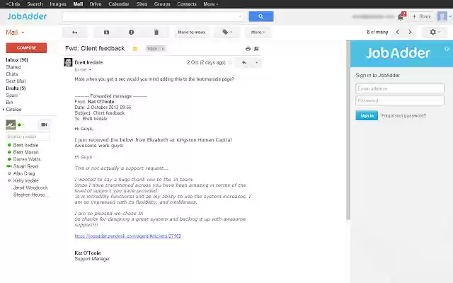 JobAdder for Gmail™  from Chrome web store to be run with OffiDocs Chromium online