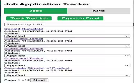 Job Application Tracker  from Chrome web store to be run with OffiDocs Chromium online